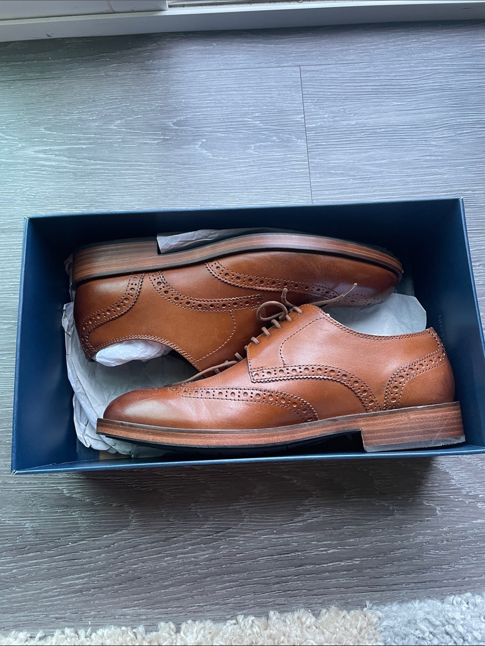 Cole Haan Men’s Tan/Brown Wingtip Derby Oxfords - Picture 6 of 6